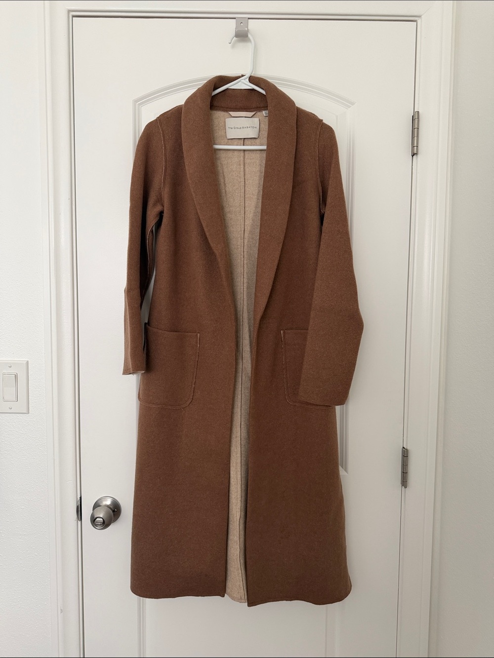 Aritzia The Group by Babaton Brown Long Open-Front Cardigan Coat